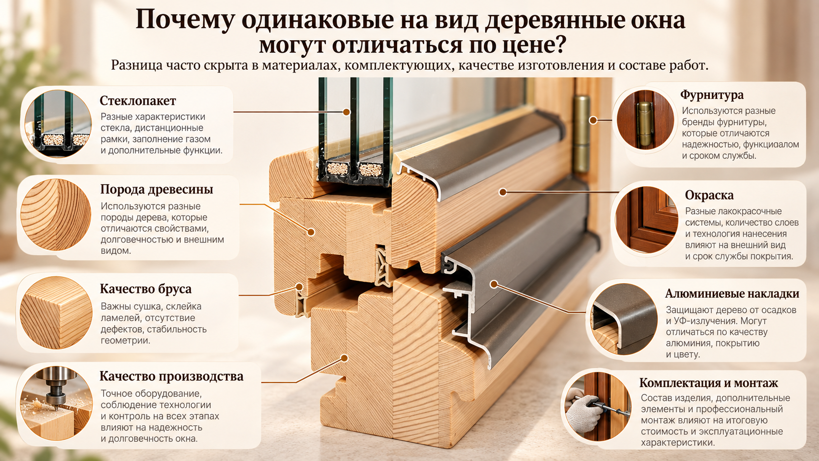 Почему одинаковые на вид деревянные окна могут отличаться по цене в два раза